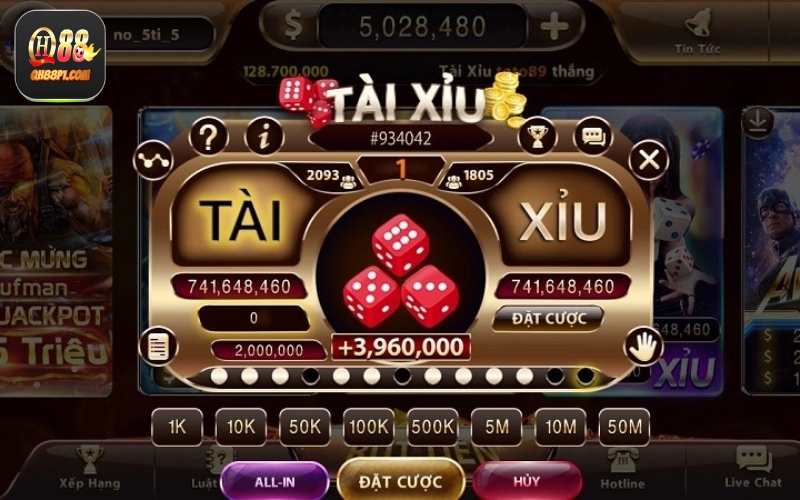 Tài xỉu QH88 thu hút lượng người chơi vô cùng đông đảo