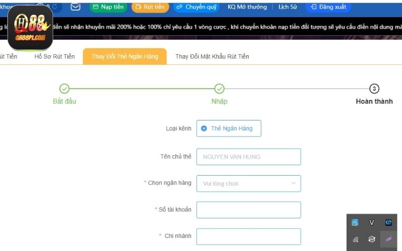 Hướng dẫn rút tiền QH88 về tài khoản dễ dàng cho Newbie