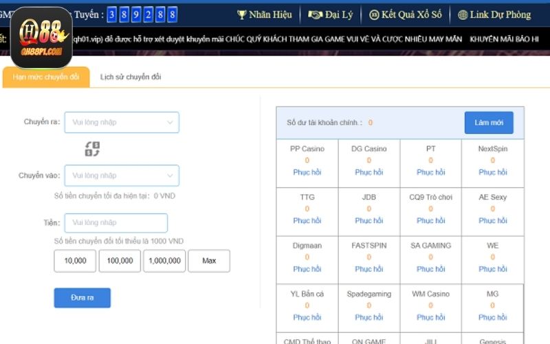 Điều kiện giao dịch rút tiền QH88